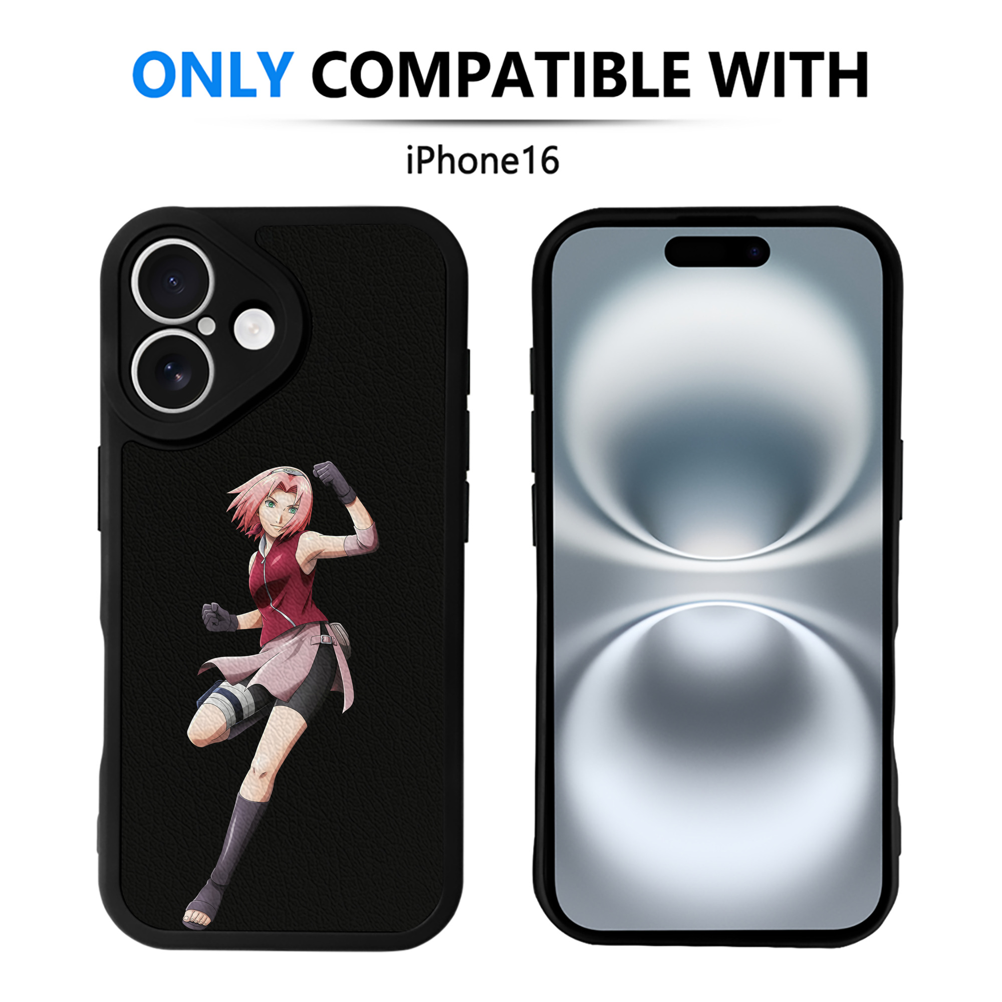 （画像用） NARUTO -ナルト- 春野サクラ Haruno Sakura 【iPhone 16シリーズ対応】シリコンスマホケース（レザー調） 材質：シリコン